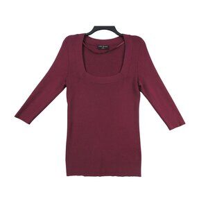 Lane‎ Bryant Ribbed Box Neck Burgundy Blouse Top 22/24